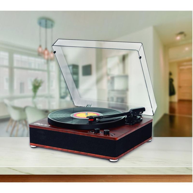 Tocadiscos bluetooth y usb retro caoba bonn