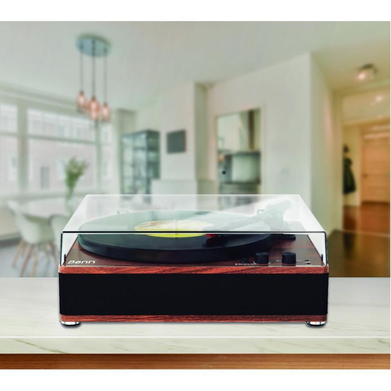 Tocadiscos bluetooth y usb retro caoba bonn