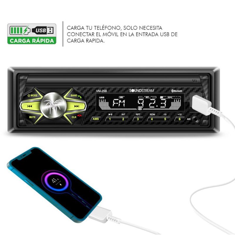 Autoestéreo Soundstream Vm-25b Caratula Desmontable Usb/sd