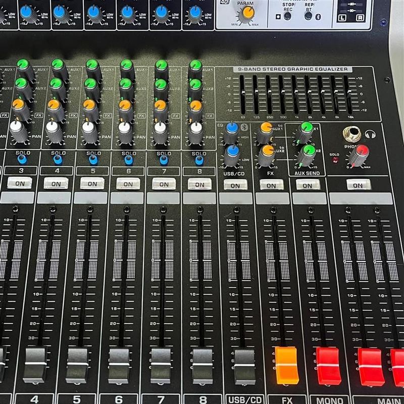Mezcladora amplificada 8 canales usb bluetooth efectos kmx-ts8