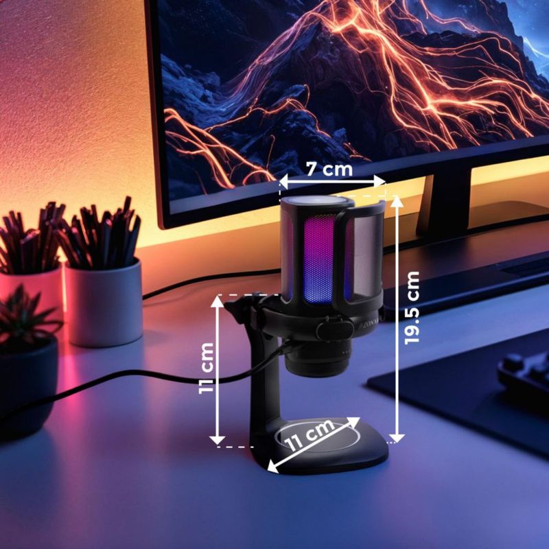 Micrófono Usb Condensador Gamer Podcast Grabacion Rgb Zonar