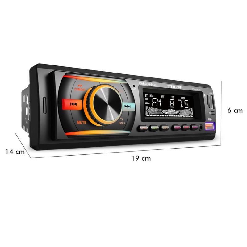 Autoestéreo Bluetooth 1 Din Usb Sd Aux Grabación Steelpro CARBON-903B