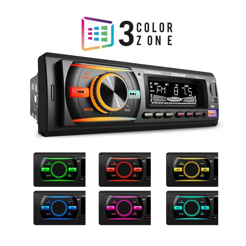 Autoestéreo Bluetooth 1 Din Usb Sd Aux Grabación Steelpro CARBON-903B