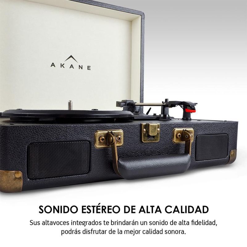Tocadiscos Vinilo Vintage Bluetooth Estéreo Tornamesa 3 Velocidades