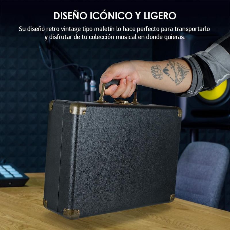 Tocadiscos Vinilo Vintage Bluetooth Estéreo Tornamesa 3 Velocidades
