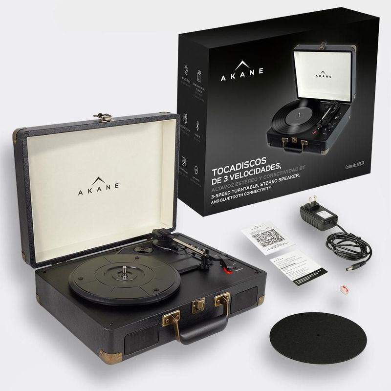 Tocadiscos Vinilo Vintage Bluetooth Estéreo Tornamesa 3 Velocidades