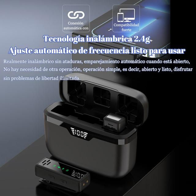 Clip de collar inalámbrico micrófono pantalla digital cargador.HOGAWAY