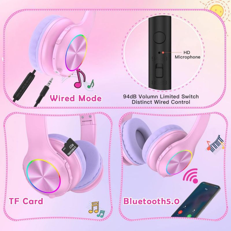 Auriculares - Candy Bila - CB01 - Luces LED - Rosa