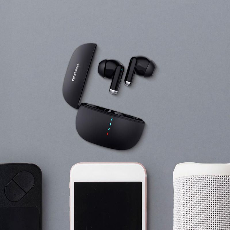 Audífonos Inalámbricos Daewoo DW-07N Onyx Bluetooth 5.3 con Cancelación de Ruido y Estuche de Carga