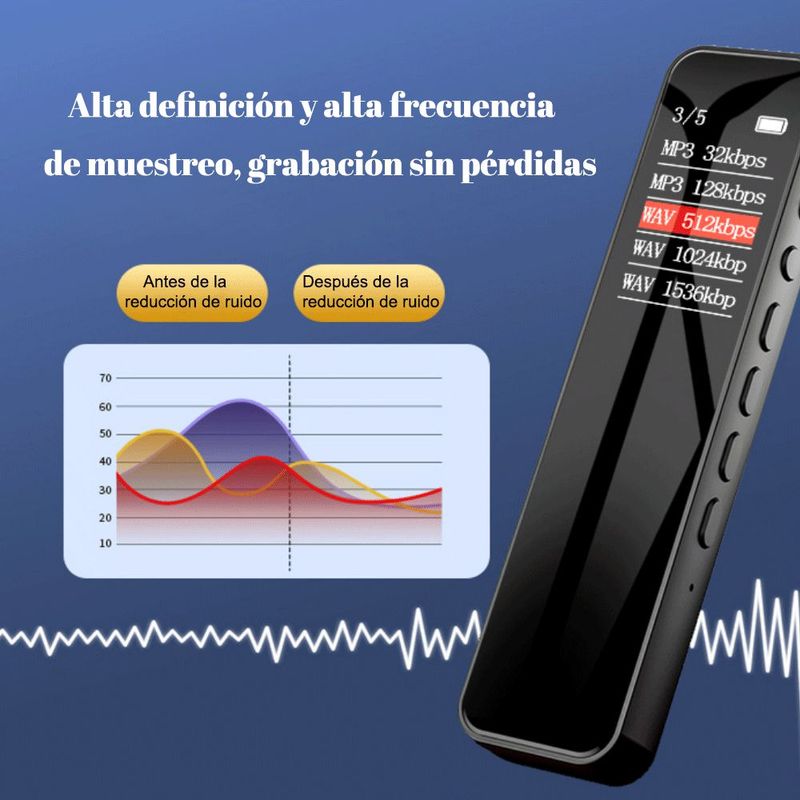 Grabadora de voz, MP3, profesional, reducción de ruido de alta definición, gran capacidad.HOGAWAY