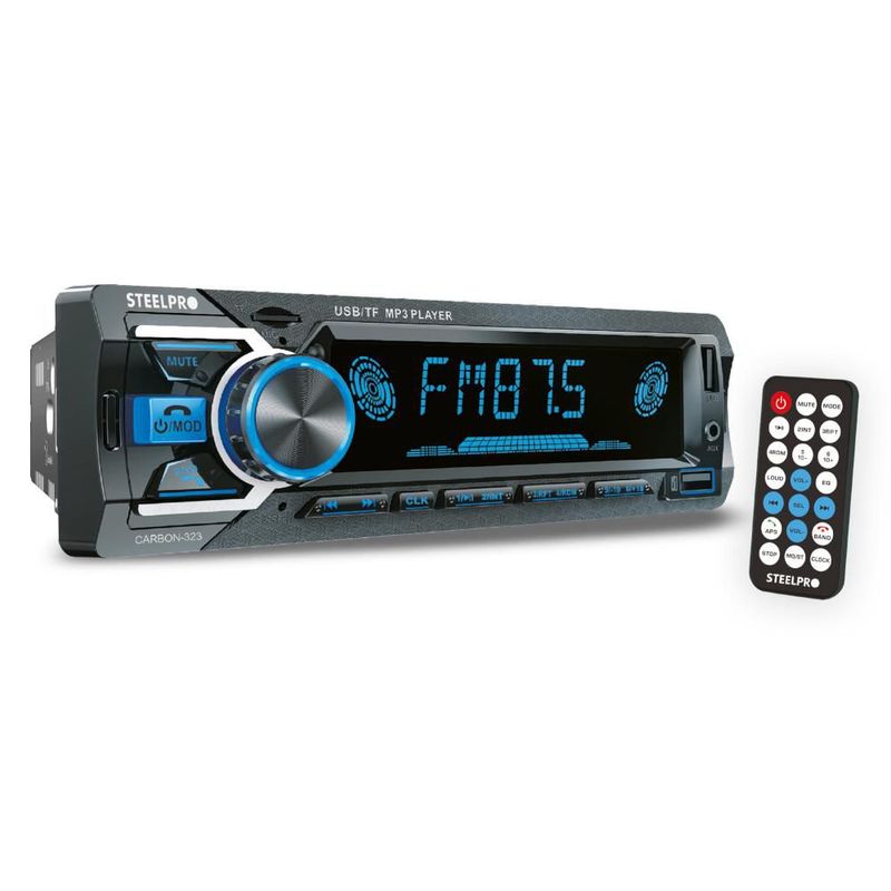 Autoestereo 75w Bt Manos Libres 1 Din Usb Sd Aux Steelpro Carbon-323