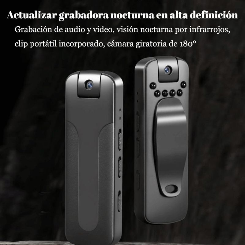 Grabadora de voz, alta definición, 1080P, reducción de ruido inteligente, con ranura para tarjeta, clip trasero.HOGAWAY