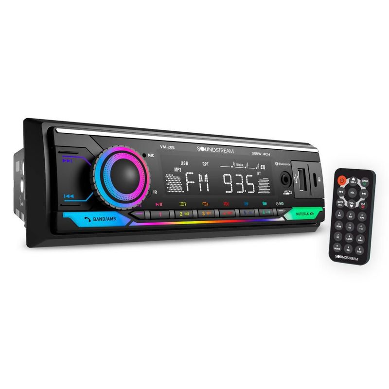 Autoestéreo 1 DIN Bluetooth Soundstream VM-20B USB AUX FM Iluminación RGB