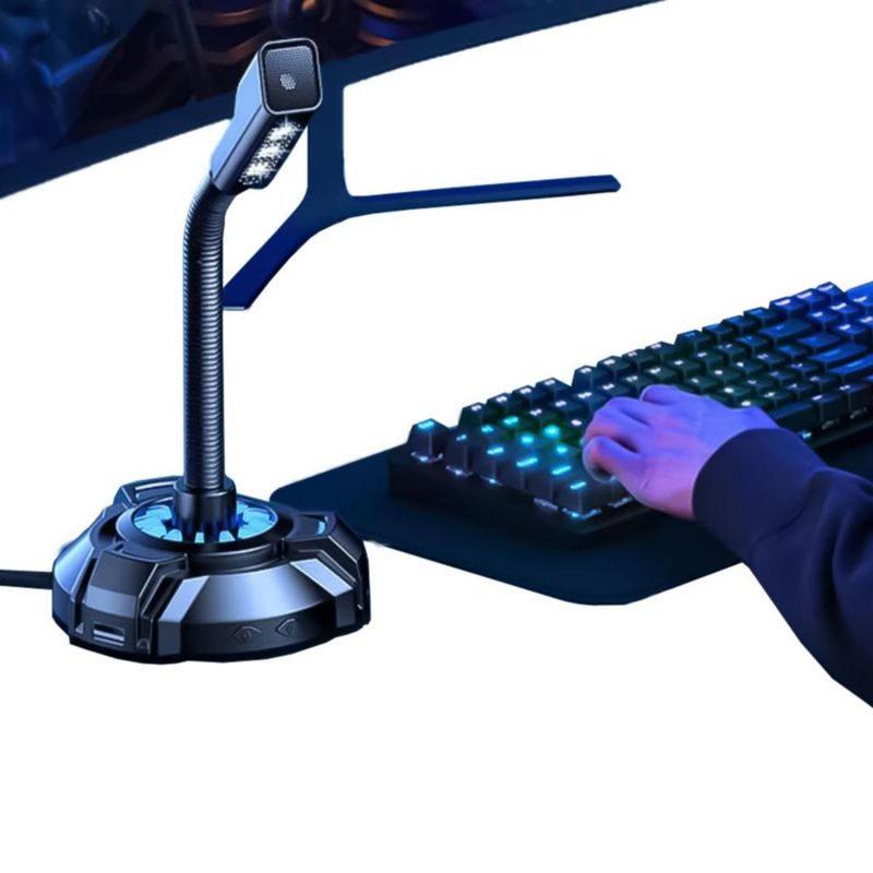 Micrófono Alámbrico Gamer HP con Luz RGB Negro