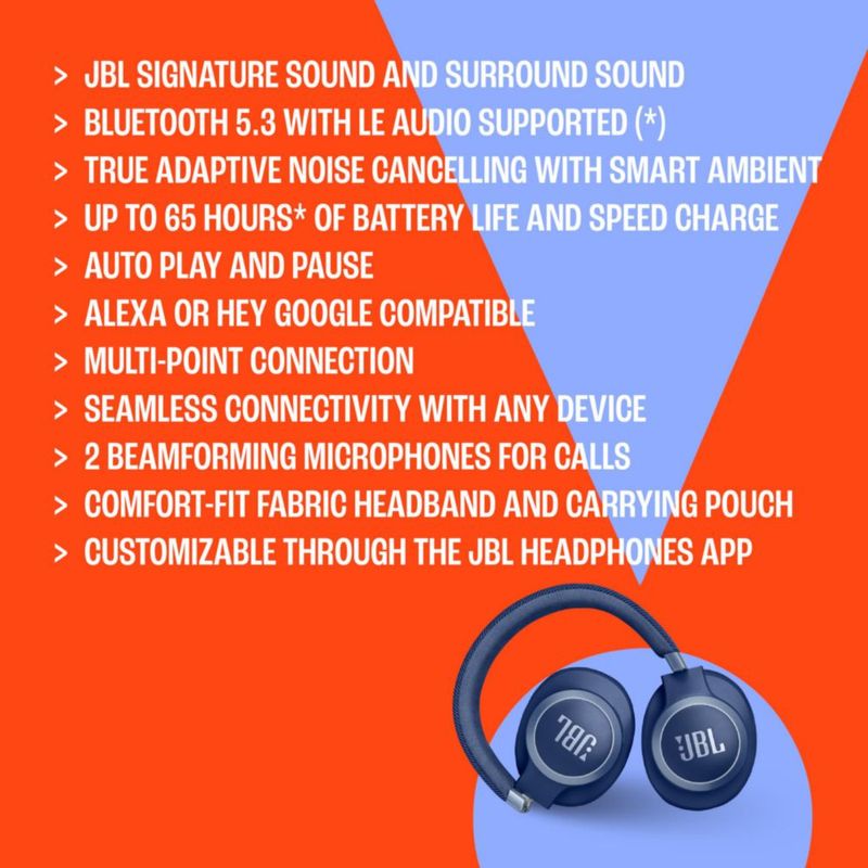 Audífonos - JBL - Live 770NC - Noise Cancelling - Blue
