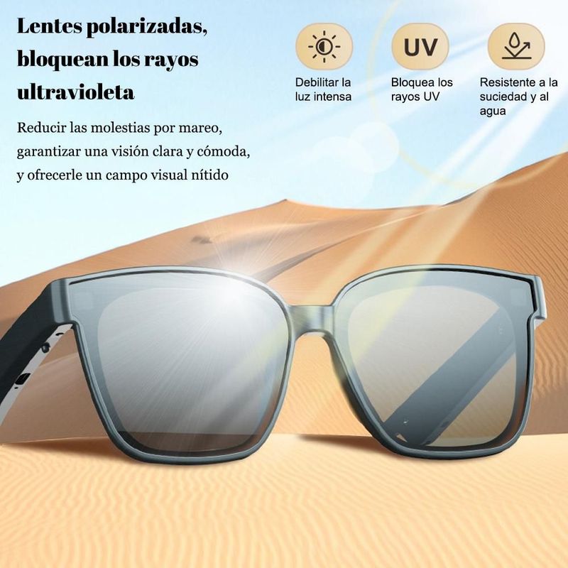 Lentes de Sol Polarizados Inteligentes con Traductor AI - Gafas de Sol de Alta Tecnología con Bluetooth para Llamadas y Música.HOGAWAY