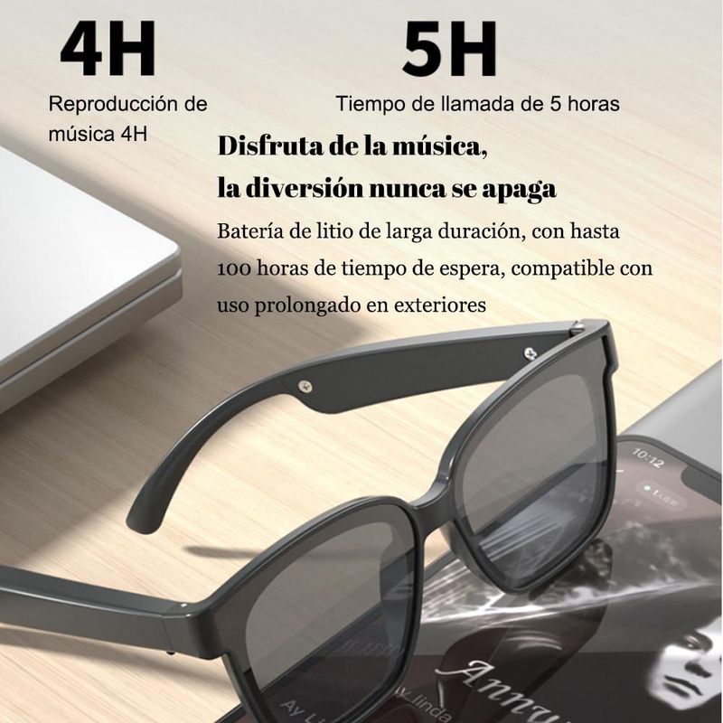 Lentes de Sol Polarizados Inteligentes con Traductor AI - Gafas de Sol de Alta Tecnología con Bluetooth para Llamadas y Música.HOGAWAY