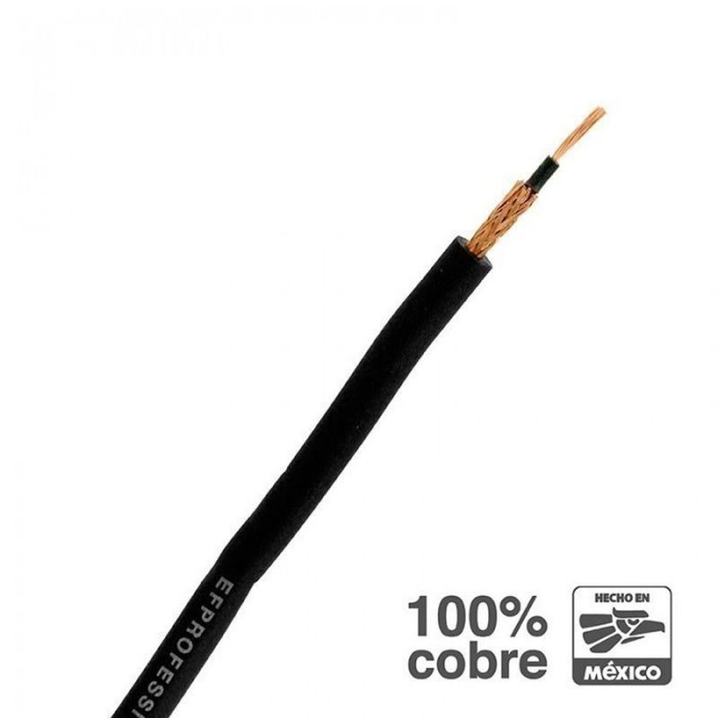Cable para micrófono negro calibre 20 mono rollo 100mt 100% cobre