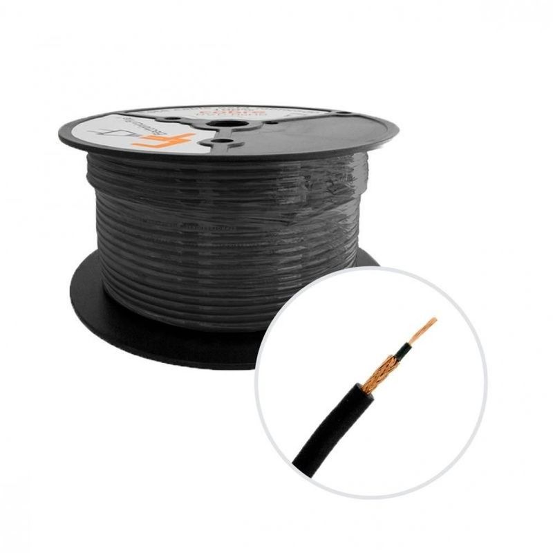 Cable para micrófono negro calibre 20 mono rollo 100mt 100% cobre