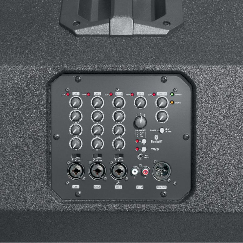 Sistema de Columna de Audio Profesional Audiobahn 1200W RMS con Subwoofer 15” DSP ETERNAL815