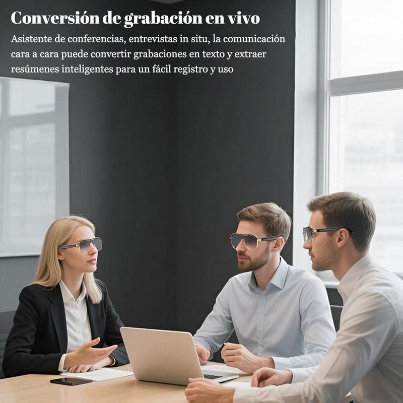 Lentes de Sol Inteligentes con Traductor por AI - Bluetooth para Llamadas, Videos, Música y Audífonos,Gafas de Sol Traductoras con IA y Estilo.HOGAWAY