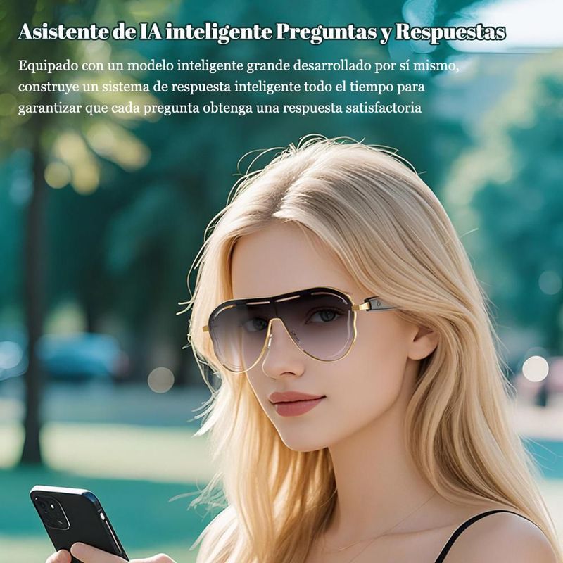 Lentes de Sol Inteligentes con Traductor por AI - Bluetooth para Llamadas, Videos, Música y Audífonos,Gafas de Sol Traductoras con IA y Estilo.HOGAWAY