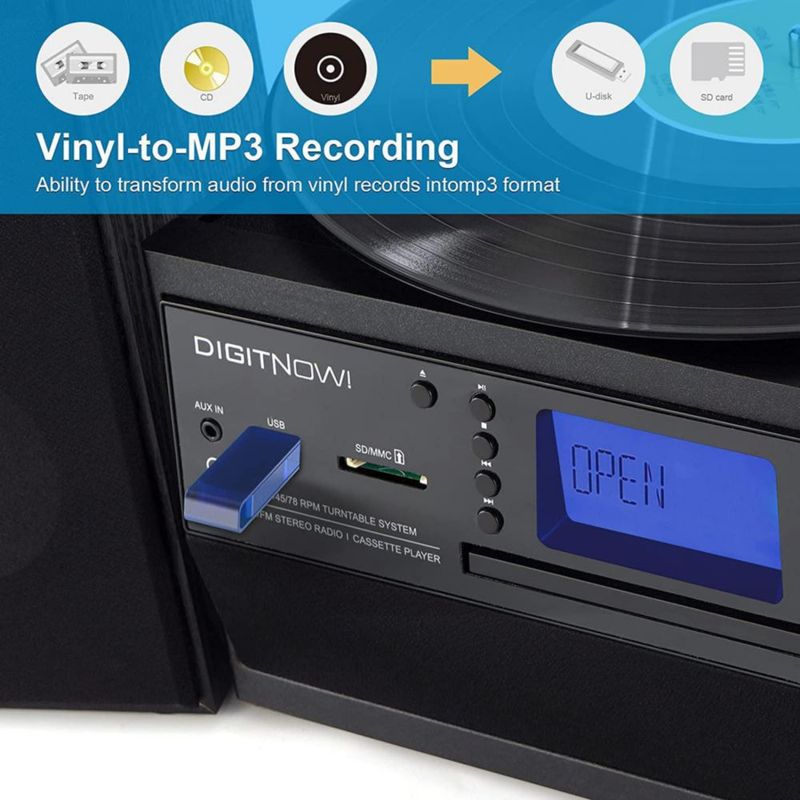 Tocadiscos Bluetooth DIGITNOW con altavoz