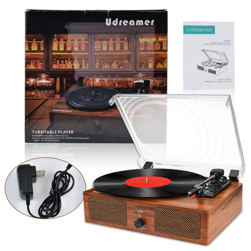 Tocadiscos inalámbrico Udreamer con reproductor de discos de vinilo y altavoces