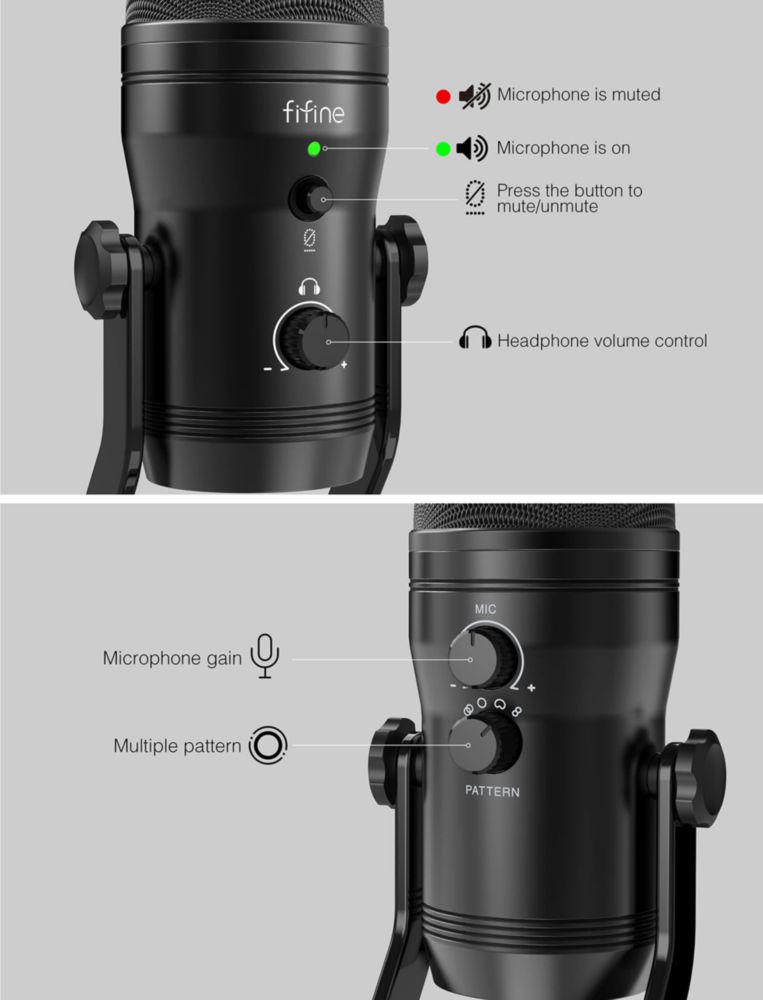 Micrófono USB de grabación de estudio FIFINE K690 para PC/PS4/Mac