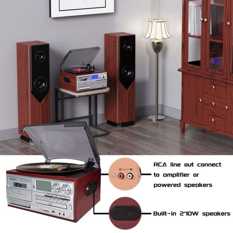 Tocadiscos de vinilo LoopTone Bluetooth 3 velocidades plateado