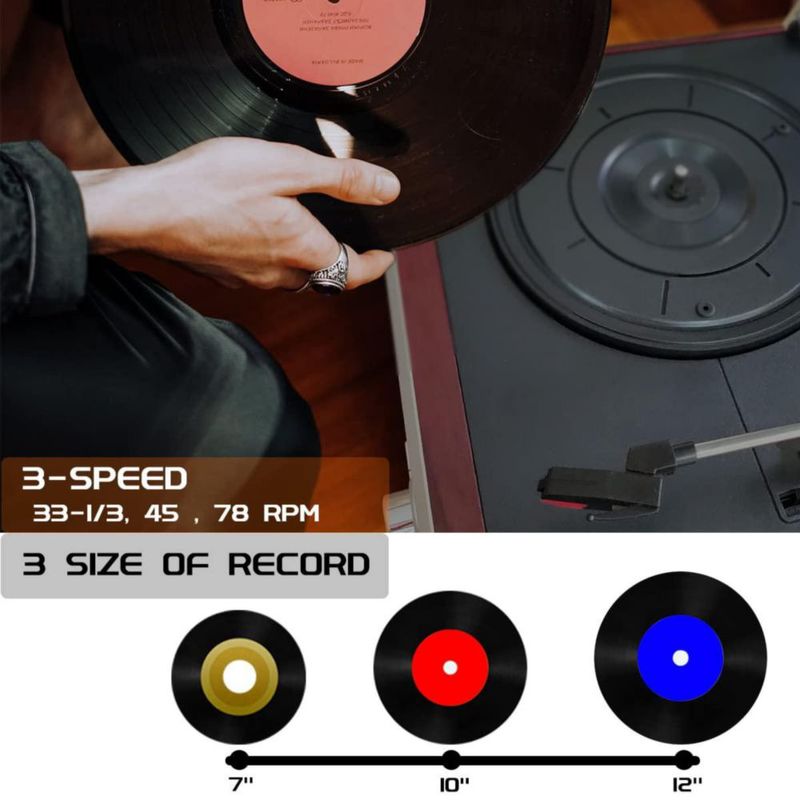 Tocadiscos de vinilo LoopTone Bluetooth 3 velocidades plateado