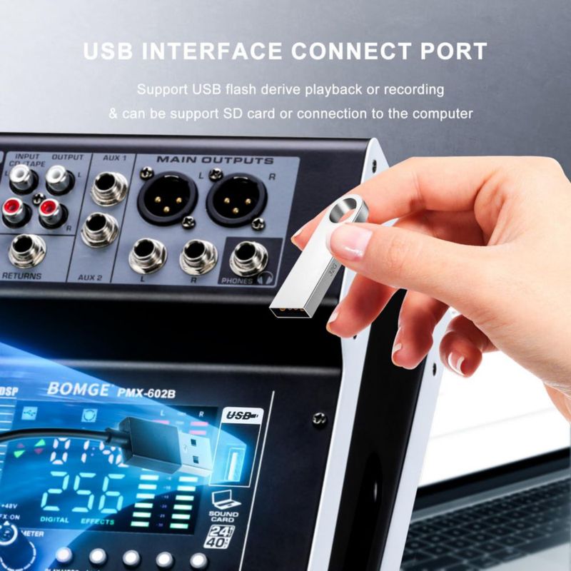 Mezclador Amplificador de Audio BOMGE Bluetooth USB 6 Canales 2x400W