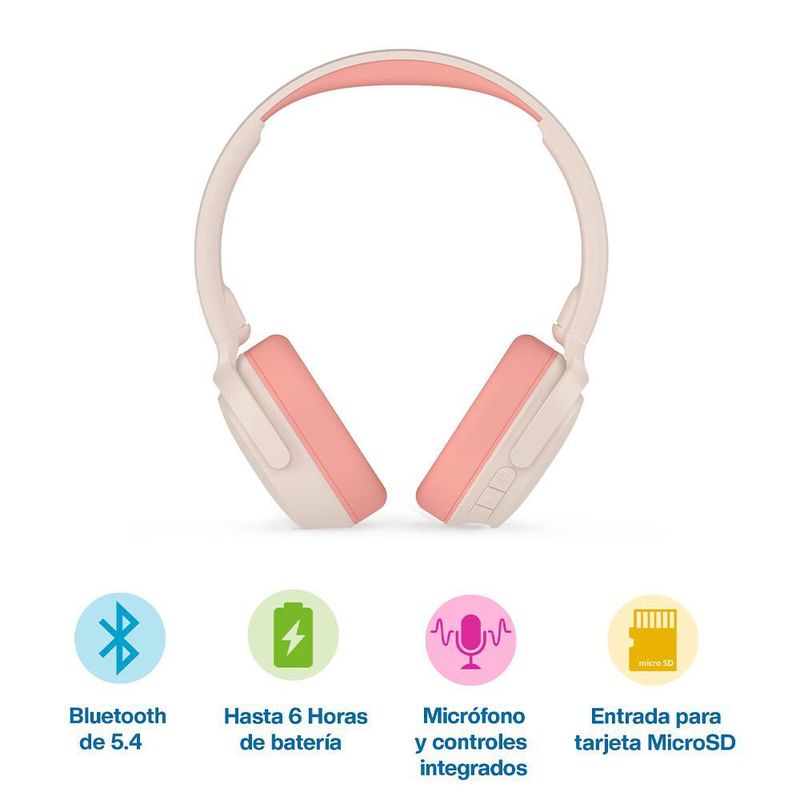 Audífonos Inalámbricos para Niños, Diadema con Bluetooth y Micrófono