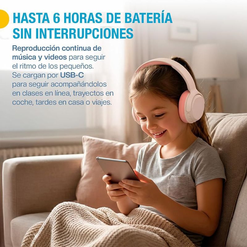 Audífonos Inalámbricos para Niños, Diadema con Bluetooth y Micrófono