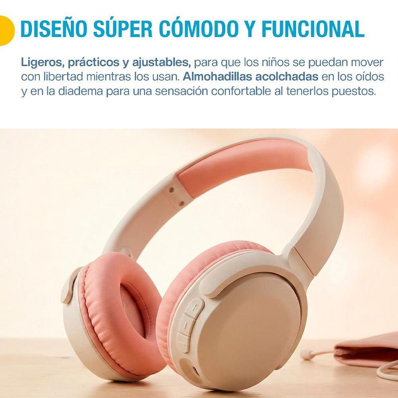 Audífonos Inalámbricos para Niños, Diadema con Bluetooth y Micrófono