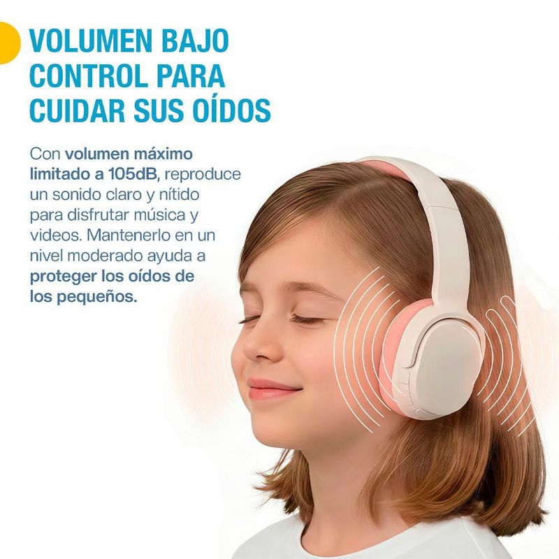 Audífonos Inalámbricos para Niños, Diadema con Bluetooth y Micrófono
