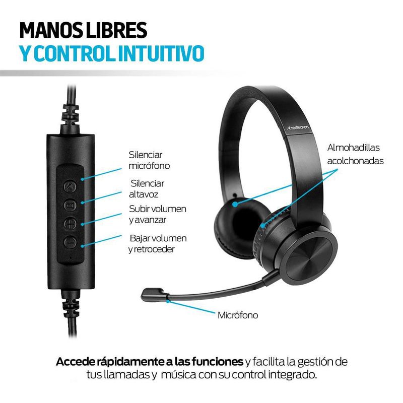 Audífonos Alámbricos de Diadema USB con Micrófono tipo Call Center