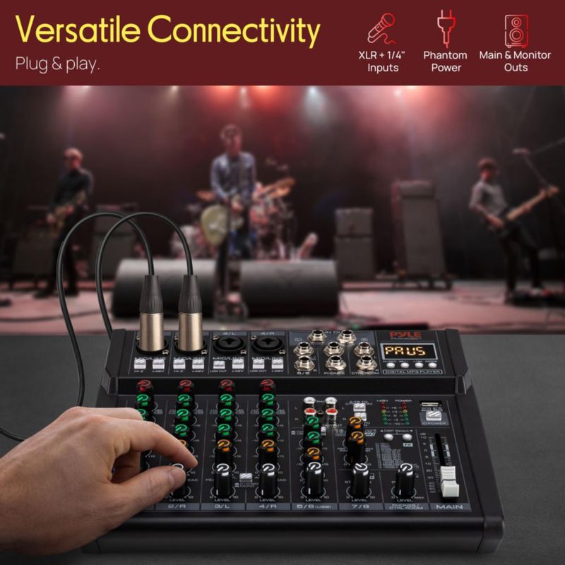 Mezclador de estudio Pyle PMX408ST de 8 canales con Bluetooth y USB
