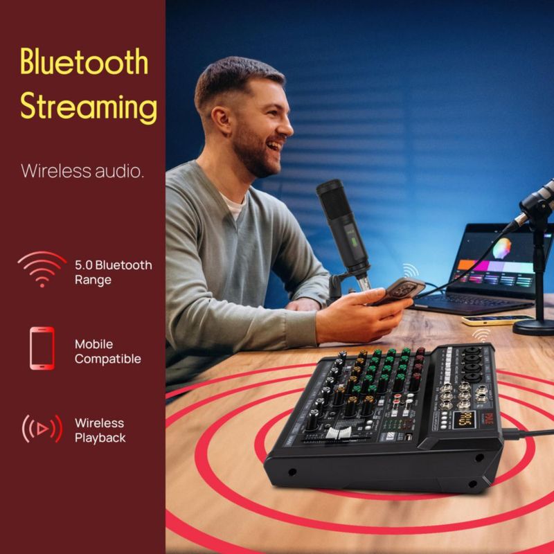 Mezclador de estudio Pyle PMX408ST de 8 canales con Bluetooth y USB