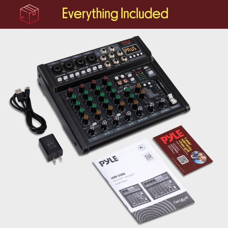 Mezclador de estudio Pyle PMX408ST de 8 canales con Bluetooth y USB