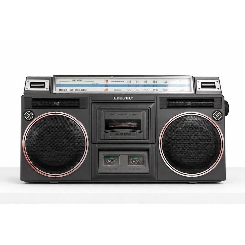 Grabadora portatil negra retro vintage cassette radio usb bluetooth