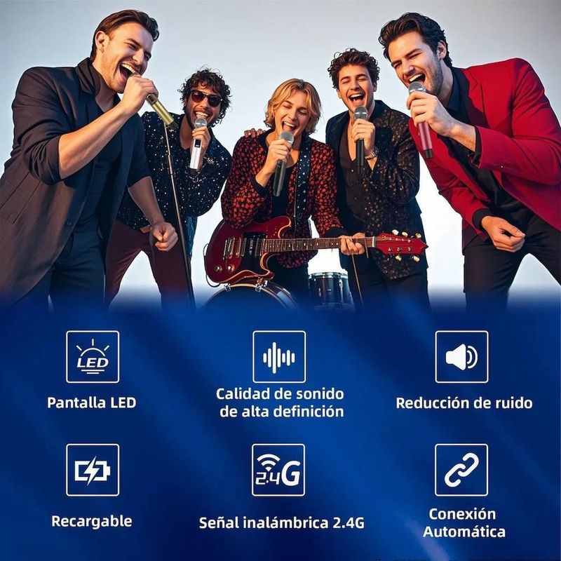 Microfono dinamico inalambrico recargable x108 b1 negro