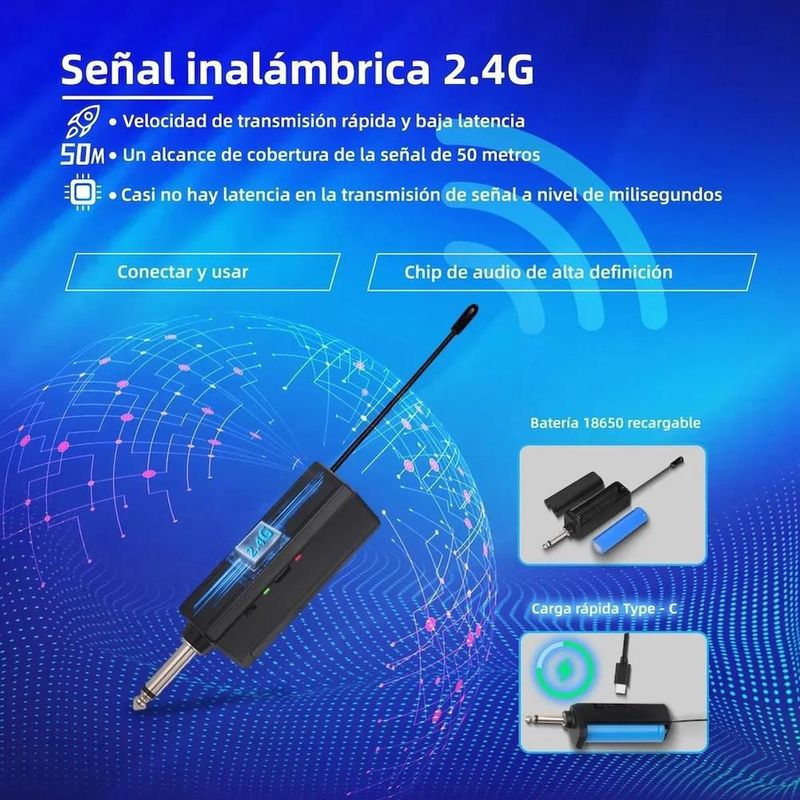 Microfono dinamico inalambrico recargable x108 b1 negro