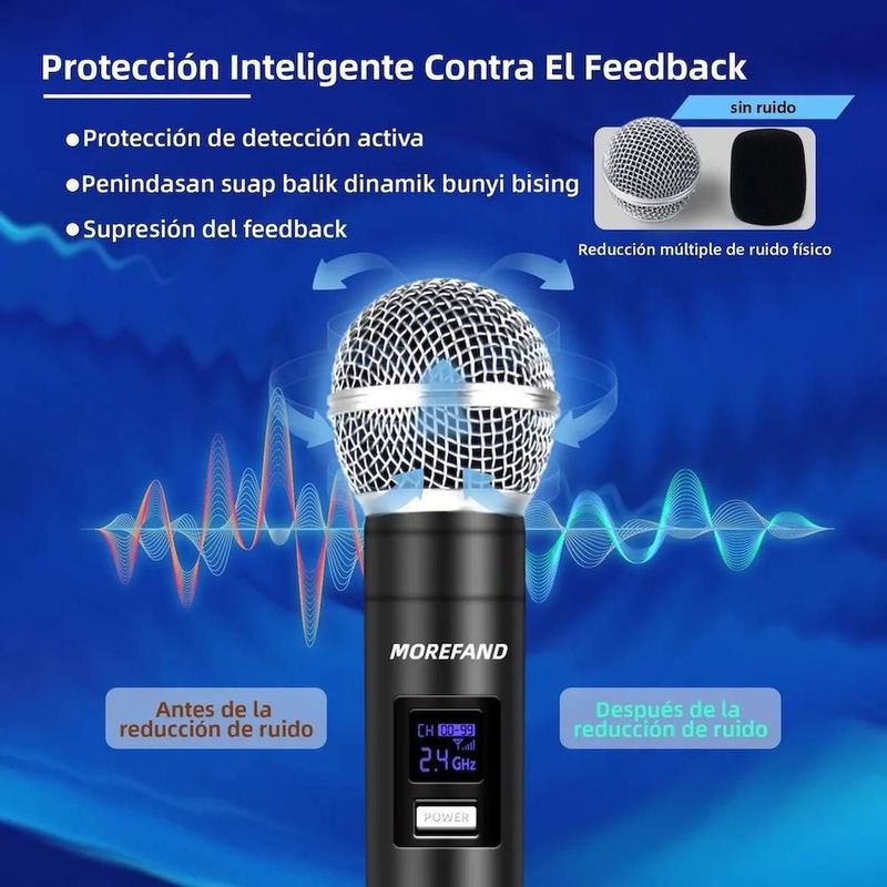 Microfono dinamico inalambrico recargable x108 b1 negro