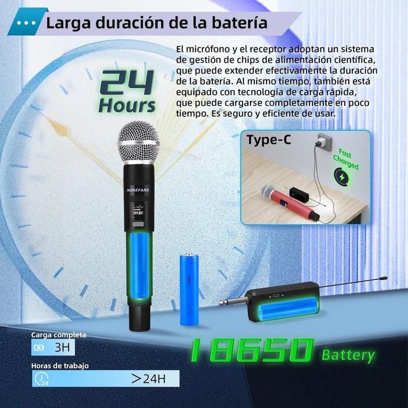 Microfono dinamico inalambrico recargable x108 b1 negro