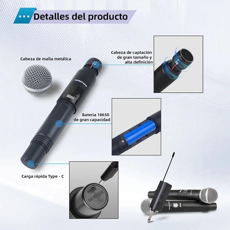 Microfono dinamico inalambrico recargable x108 b1 negro