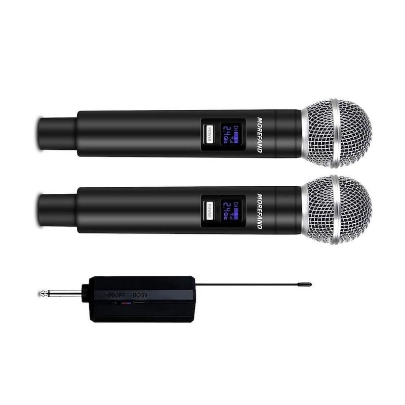 Set 2 microfonos dinamicos inalambricos recargables x58 negros