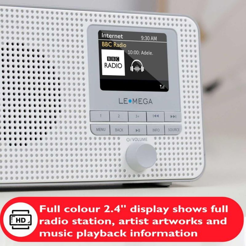 Radio por Internet LEMEGA IR1 con WiFi Bluetooth y doble alarma
