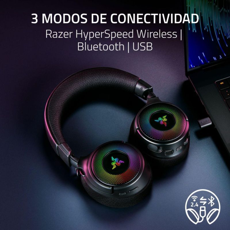 Razer Kraken V4 Auriculares Inalámbricos para Juegos: 2.4GHz, Bluetoot