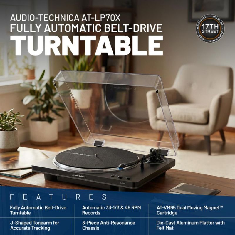 Tocadiscos Audio-Technica AT-LP70X-BG con bocinas inalámbricas